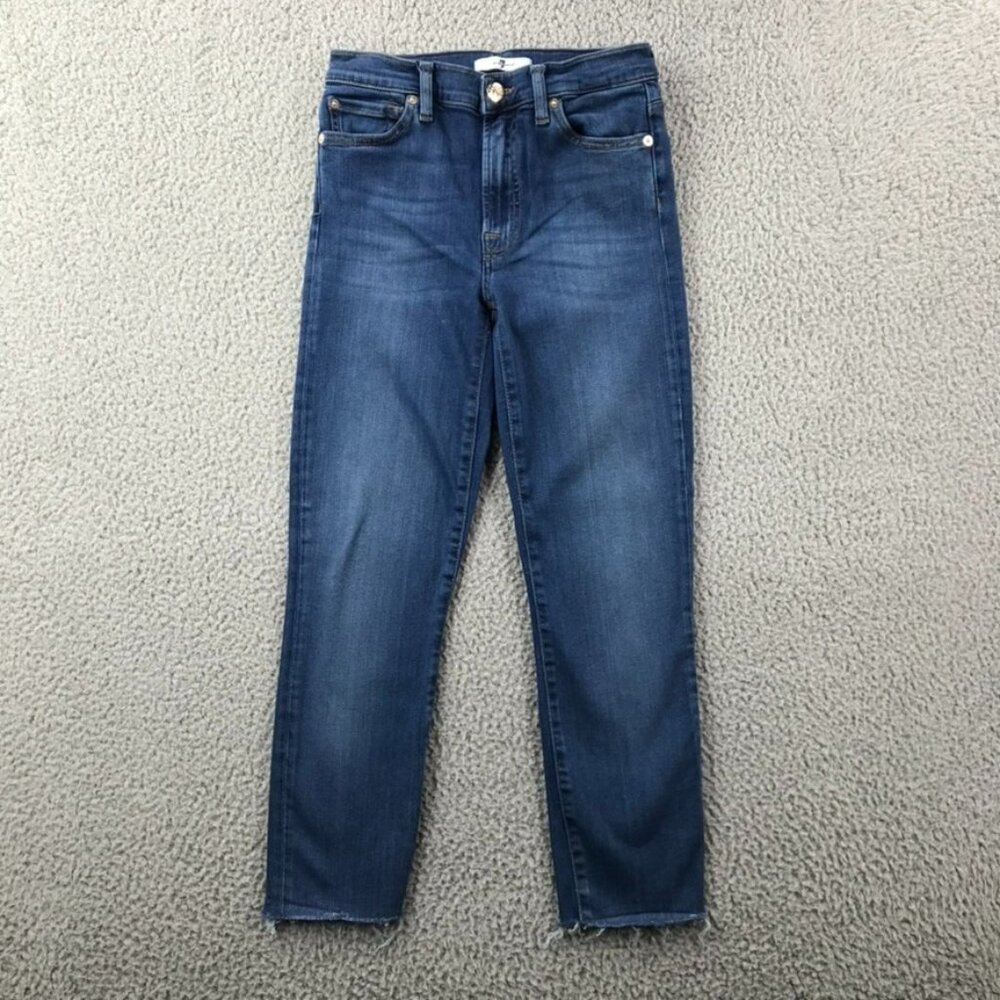7FAM Womens Size 26 Slim Illusion Raw Hem Cropped Skinny Jeans‎ w/ 23" Inseam